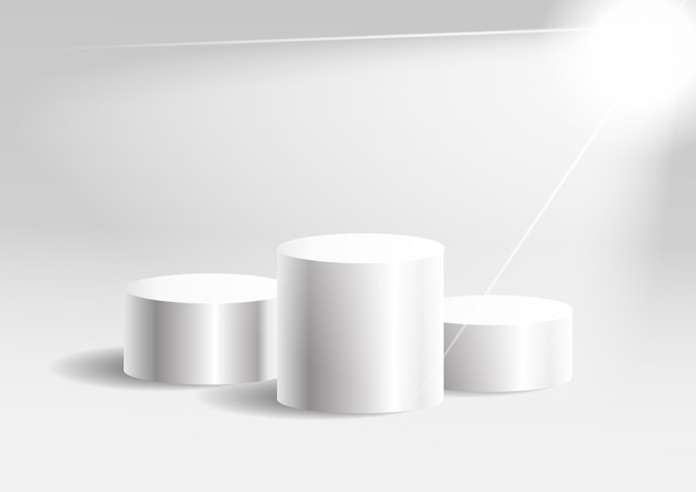 Witte cilinder sjabloon 3d basis stand podium of studio voetstuk ronde platform showroom illustratie