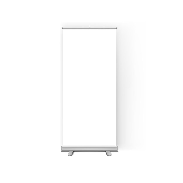 Vector witte doorzichtige roll-up display banner staan sjabloon