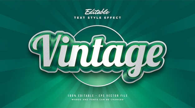 Witte en groene vintage tekststijl met 3d en reliëfeffect. bewerkbaar tekststijleffect