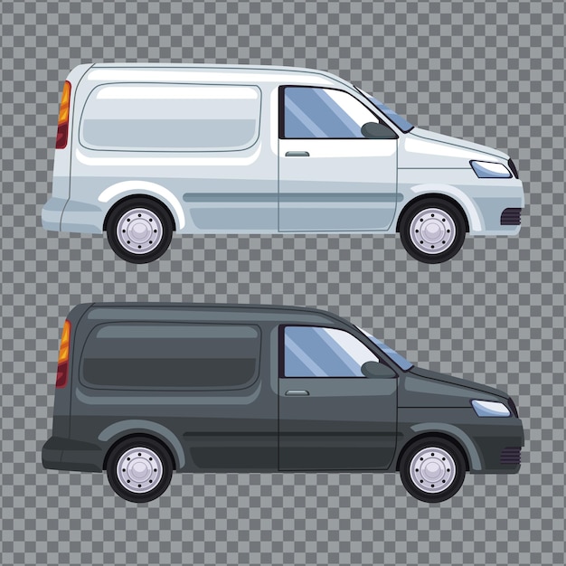 Witte en zwarte bestelwagens mockup