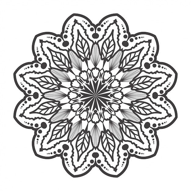 Witte en zwarte ronde mandala