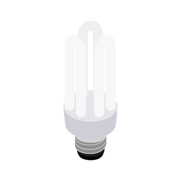 Vector witte energiebesparende lamp pictogram in isometrische 3d-stijl op een witte achtergrond
