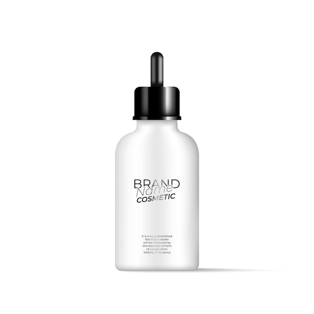 Witte fles met zwart deksel geïsoleerd op witte achtergrond model Ideaal voor model