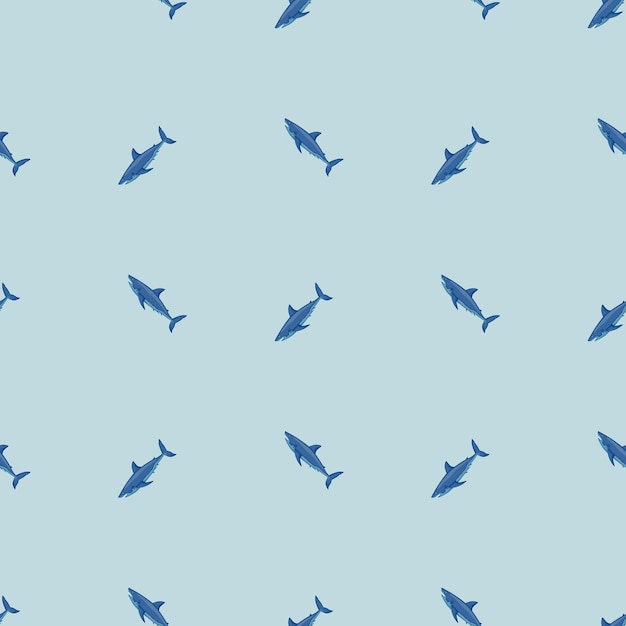 Vector witte haai naadloze patroon in scandinavische stijl. zeedieren achtergrond. vectorillustratie voor kinderen grappige textiel prints, stof, banners, achtergronden en wallpapers.