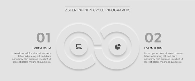 Witte infographic minimale schone 2 cyclus oneindig pictogram type premium vector