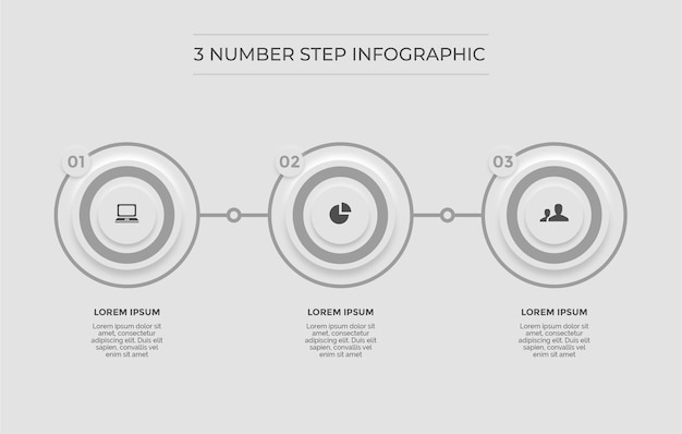 Witte infographic minimale schone 3 nummers stap premium vector