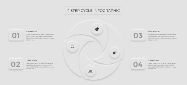 Witte infographic minimale schone 4-staps cyclus premium vector