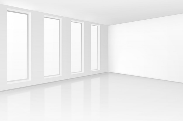 Vector witte kamer interieur in minimalistische stijl met lege muur achtergrond