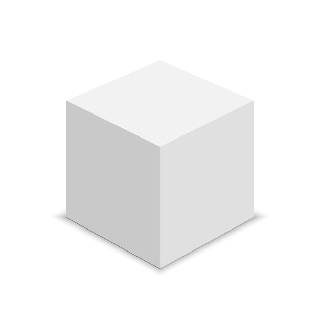 Witte kubus. Vierkante doos. illustratie.