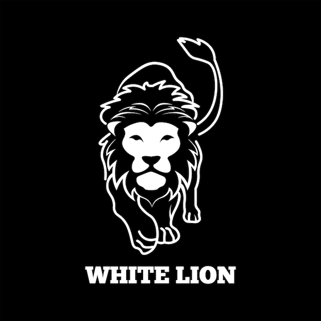 Witte leeuw logo illustratie vector ontwerp