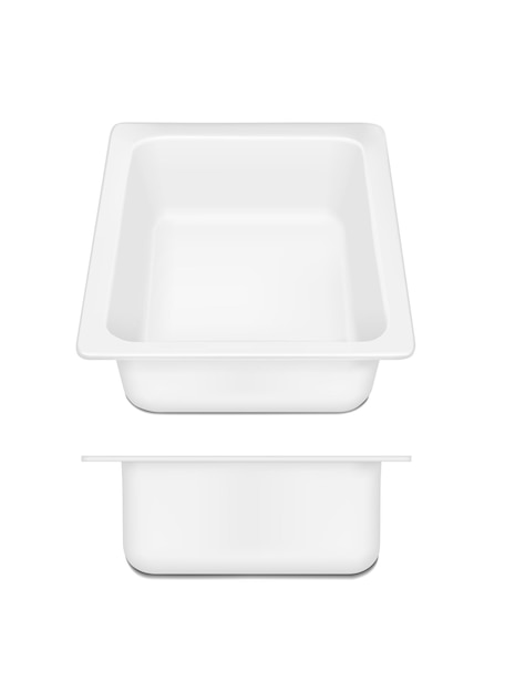 Witte lege plastic container voor kaas Verpakking voor vlees, vis en groenten