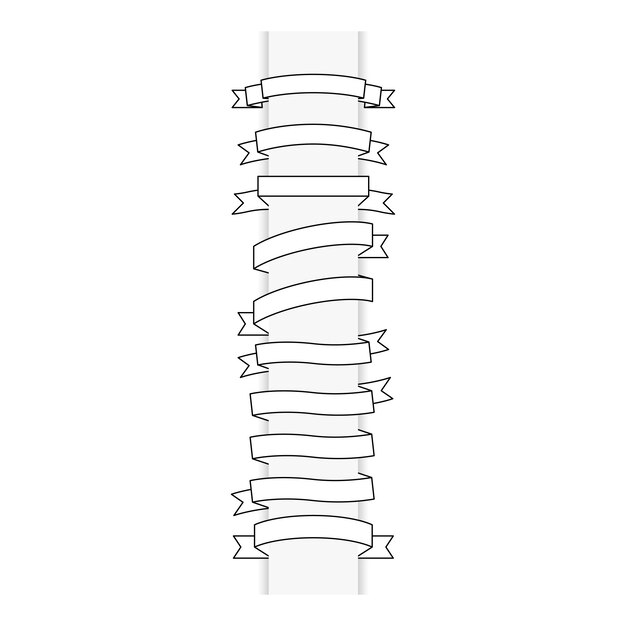 Vector witte linten met zwarte contourreeks