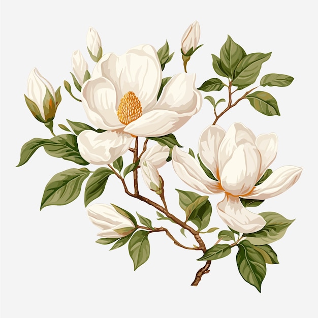 Vector witte magnolia's bloemen illustratie