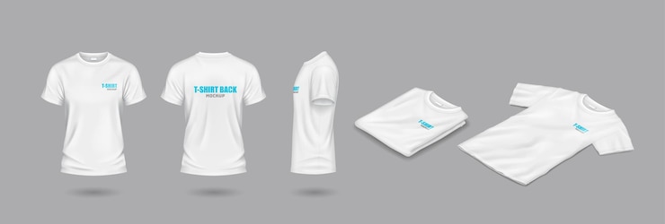 Vector witte mock-up t-shirts met realistische illustraties