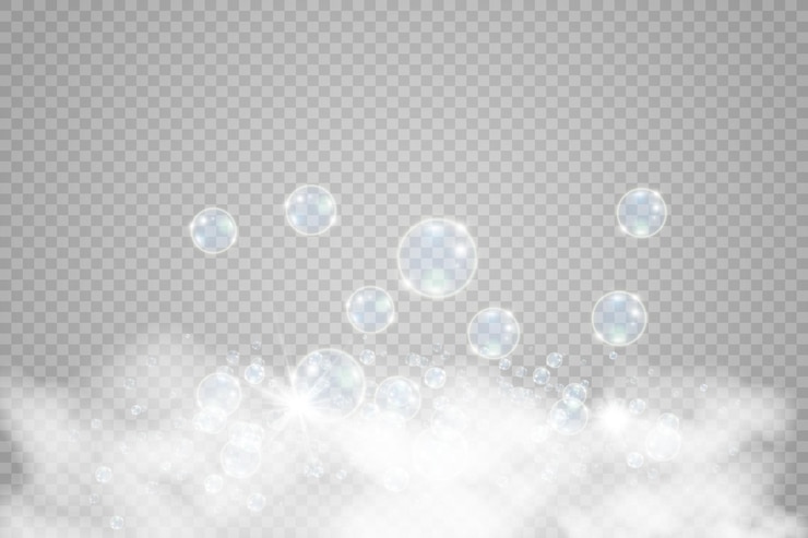 Vector witte mooie bubbels op een transparante achtergrond vectorillustratie. bubbel.