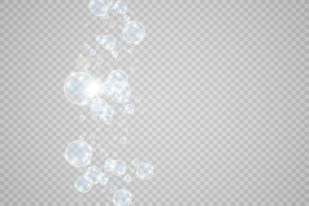 Witte mooie bubbels op een transparante achtergrond vectorillustratie. bubbel.