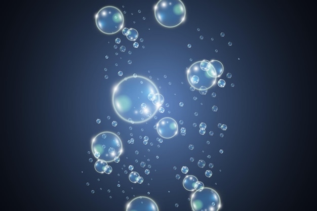 Witte mooie bubbels op een transparante achtergrond vectorillustratie. Bubbel.