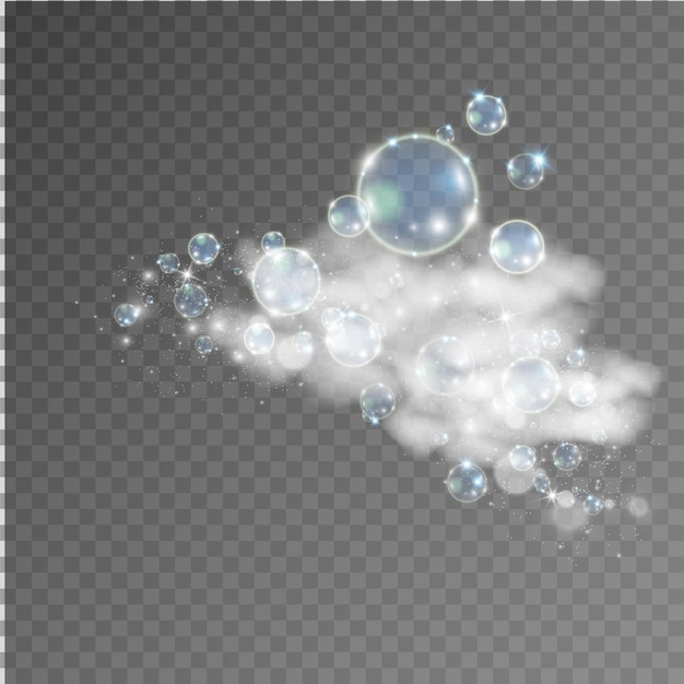 Witte mooie bubbels op een transparante achtergrond vectorillustratie bubble