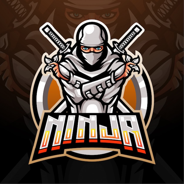 Witte ninja esport logo mascotte ontwerp