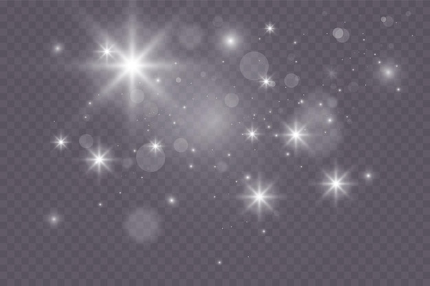 Witte png-stoflicht Bokeh lichtlichten effect achtergrond Kerst achtergrond van glanzend stof Kerst gloeiend licht bokeh confetti en vonk overlay textuur voor uw ontwerp