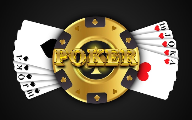 Witte pokerkaarten met gouden casino gokchip.