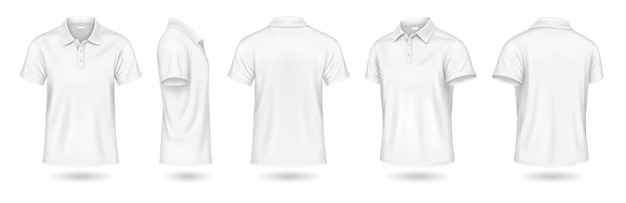 Witte polo shirts mockup design realistische illustratie set