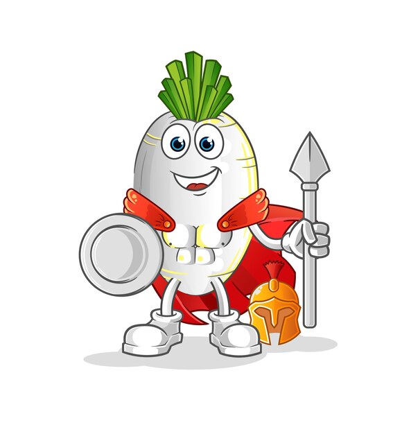 Witte radijs spartaans karakter cartoon mascotte vector