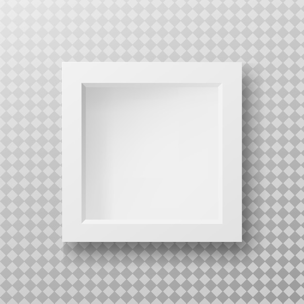 Witte realistische vierkante lege afbeeldingsframe op transparante achtergrond Lege witte afbeeldingsframe mockup sjabloon geïsoleerd op neutrale achtergrond