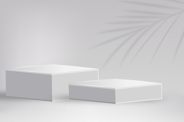 Witte rechthoekige kubus product showcase tafel op geïsoleerde achtergrond