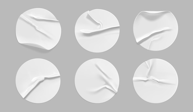 Witte ronde verfrommelde stickerset.
