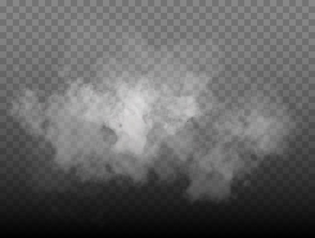 Witte rookwolk geïsoleerd op een doorzichtige achtergrond vectorrook of mist