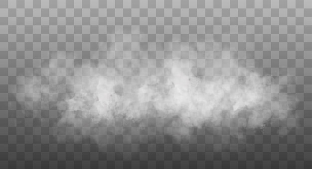Witte rookwolk geïsoleerd op een doorzichtige achtergrond Vectorrook of mist