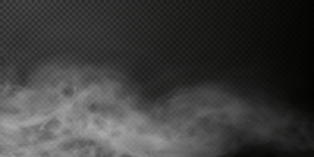 Witte rookwolk geïsoleerd op transparante zwarte achtergrond PNG Stoomexplosie speciaal effect