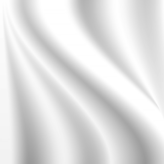 Witte satijnen zijdeachtige stof textiel draperen met plooi golvende plooien. Abstracte achtergrond