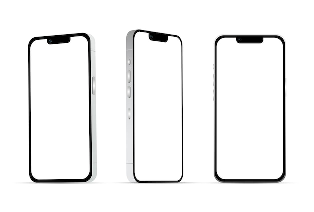 Witte smartphone 14 modellen nieuwe it-industrie mockup voor webdesign op een witte achtergrond