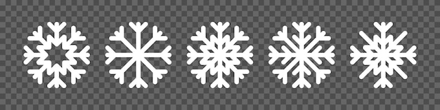 Witte sneeuwvlokken collectie Sneeuwvlok Sneeuw Sneeuwvlokken vector iconen Kerst icoon Vector illustratie
