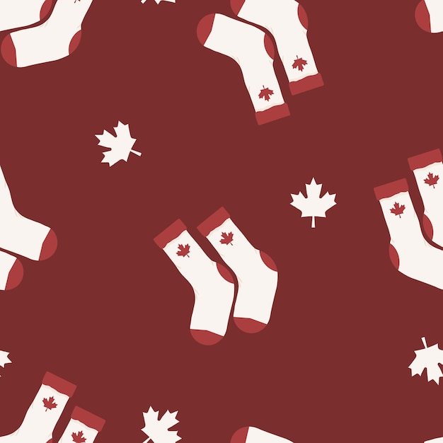 Witte sokken met rood esdoornblad naadloos patroon Canada Day