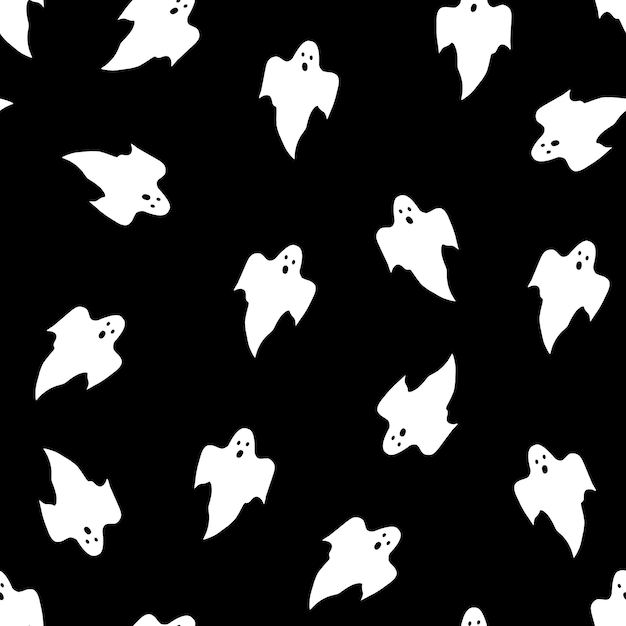 Witte spoken op zwarte achtergrond naadloos patroon Eenvoudig herhalend patroon voor Halloween Vector art