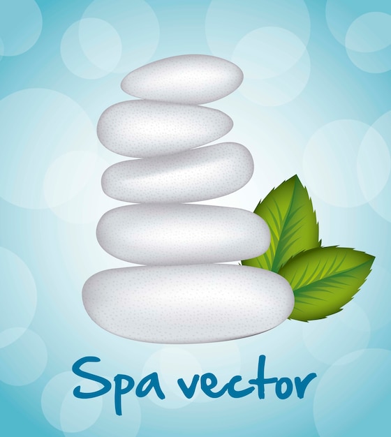 witte stenen spa over blauwe achtergrond vectorillustratie