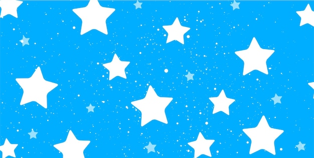 Witte sterren en glanzende stofdeeltjes op blauwe abstracte achtergrond