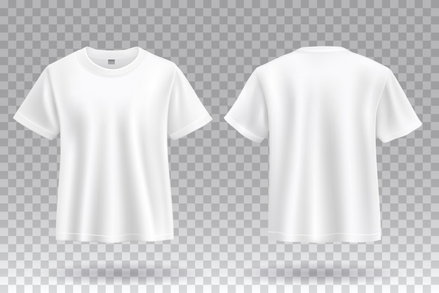 Witte T-shirt voor- en achterzijde sjabloon mockup ontwerp geïsoleerde achtergrond