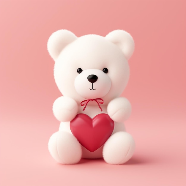 Witte teddybeer met een hart Valentijnsdag concept