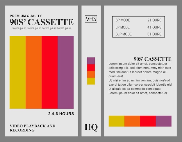 Witte videocassette vhs omslag volledige zijden sjabloon