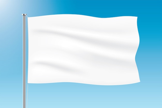 Witte vlag zwaaien op blauwe hemelachtergrond