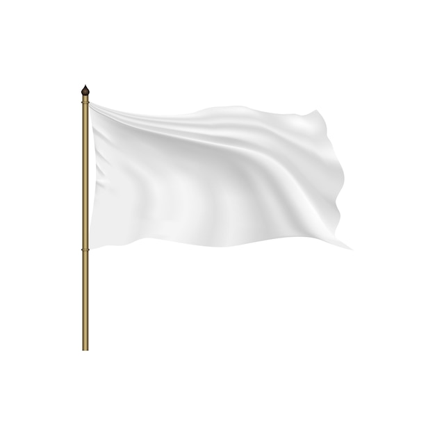 Witte vlag zwaaien op de wind op een witte achtergrond