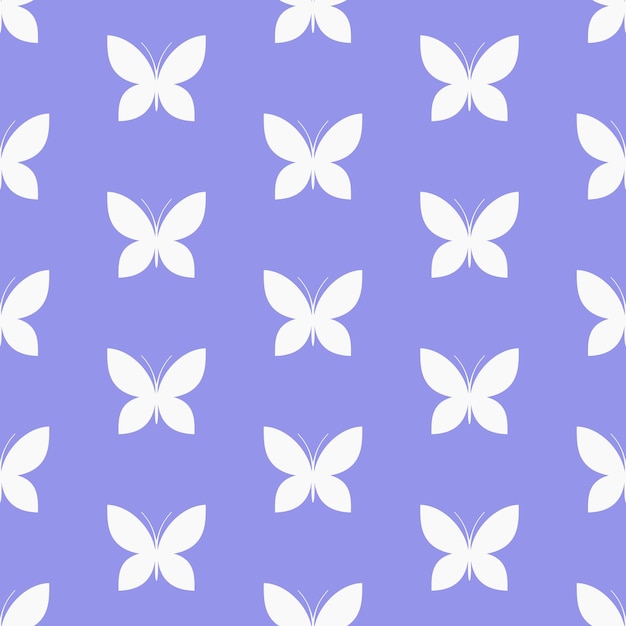 Witte vlinders op blauwe achtergrond Vector naadloos patroon