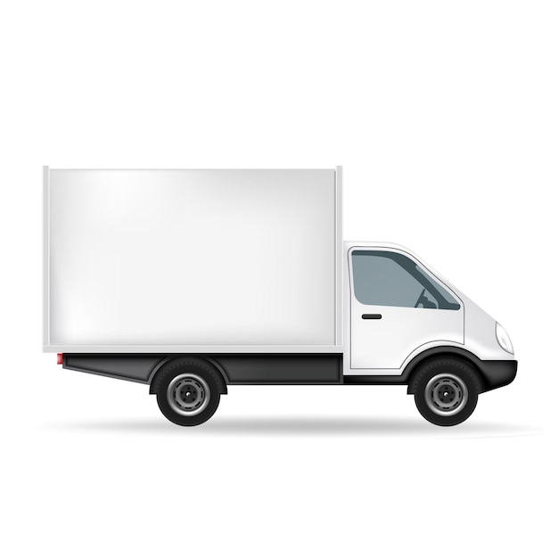 Witte vrachtwagen met een leeg gebied