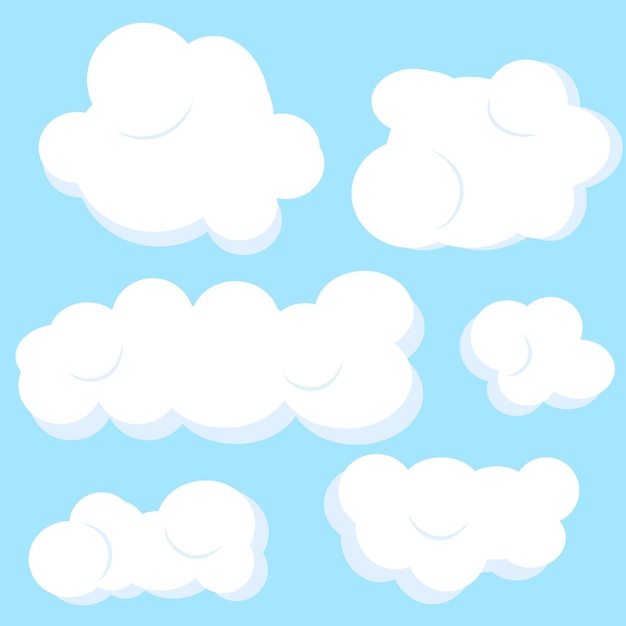 Witte wolken icoon set