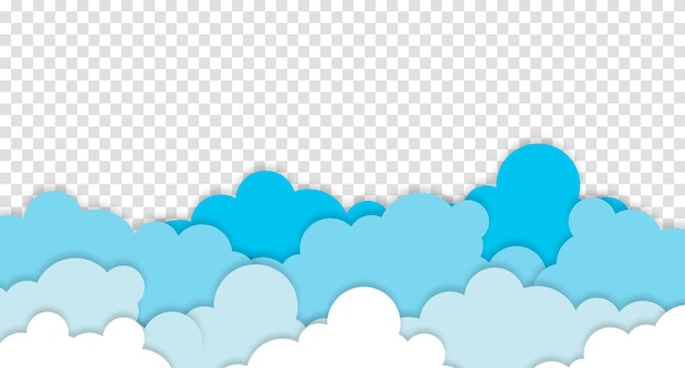 Witte wolken op blauwe hemelachtergrond Vector papierwolken Witte wolk op blauwe hemel papier gesneden ontwerp Vector papier kunst illustratie Papier gesneden stijl Plaats voor tekst