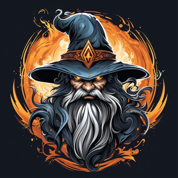 Vector wizard artwork illustration design logo